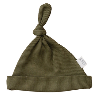 Newborn Knot Hat Ribbed Organic Cotton - Winter Green