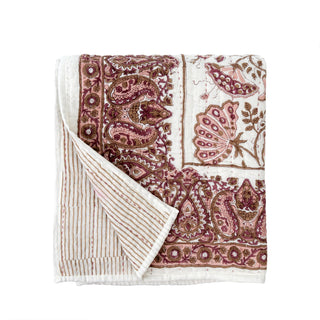 Blooming Quilted Throw - Burgundy