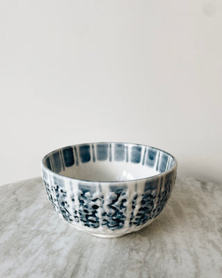 FOUND. Vintage blue + white snack bowl