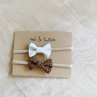 Genuine Leather Bow - Set of 2- Dots
