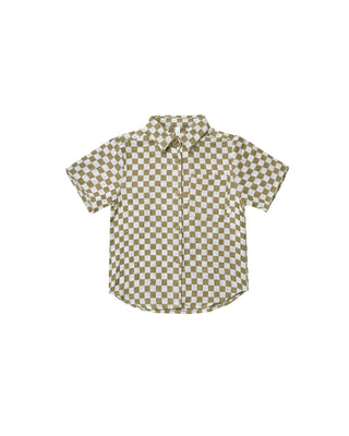 short sleeve shirt || olive check by Rylee & Cru