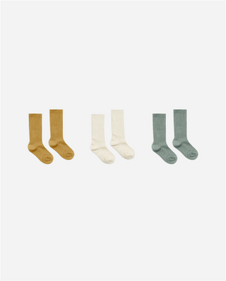 ribbed socks | gold, ivory, aqua by Rylee & Cru