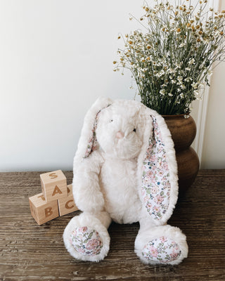 'FAITH' Cream Floral Bunny Plush Toy