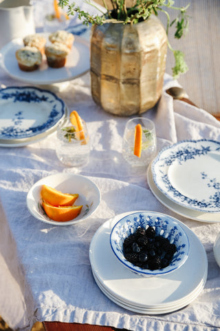 FOUND. Vintage Ceramic Blue + White Berry Bowl
