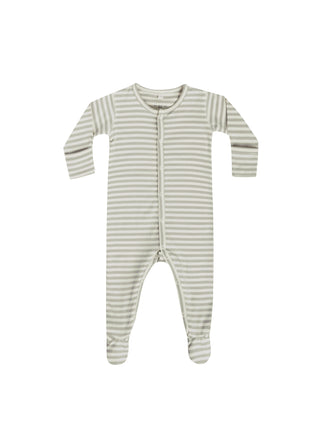 full snap footie | pistachio stripe by Quincy Mae