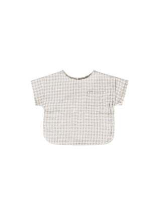 woven boxy top | silver gingham By Quincy Mae